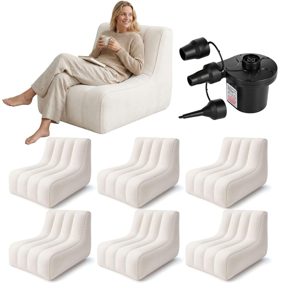 Fiwochic 12 Pcs Inflatable Chairs Blow up Couch with Pump,Dark Grey