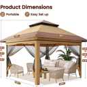 Driftalia 13x13 Pop Up Gazebo, Instant Outdoor Gazebo with Mosquito Netting, Vented Roof and Carry Bag for Patio, Garden & Backyard - Beige & Coffee