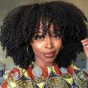 Afro Kinky Curly Wig With Bangs Full Machine Made Scalp Top Wig 200 Density Virgin Brazilian Short Curly Human Hair Wigs Natural Color 16 inch