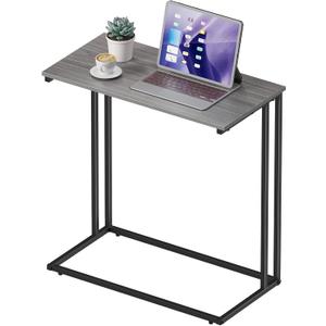 C-Shaped Side Table, Modern End Table with Metal Frame, Space Saving Design for Living RoomLarge Surface Couch Table for Bedroom, and Home Office24 x 12 x 24 inches (Grey)