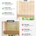 UNISHADES No Drill Cordless Bamboo Roman Shades, Light Filtering Woven Natural Bamboo Window Covering, Easy Install Roman Style Shade, for Window Size 28" W 48" H - Alternate Natural