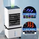 Evaporative Air Cooler Fan, Small Swamp Cooler Fan with 12L Removable Water Tank, 6 Speeds, Cooling Spray Modes & Lights, Remote, 24H Timer for Bedroom, Office & Living Room