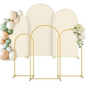 Toolterritary Metal Arch Backdrop Stand and Cover Set, 7.3FT, 6.6FT, 6FT Arch Stand and Cover Set, BackdropArch for Party, Wedding, Birthday, and Graduation Ceremony