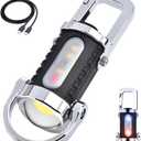 FULLIKES Keychain Flashlight (3 in 1), Portable Rechargeable Bright Keychain Flashlight, Cob Keychain Work Light with 7 Light Modes, 1500 Lumens Mini Keychain Lights for Emergencies