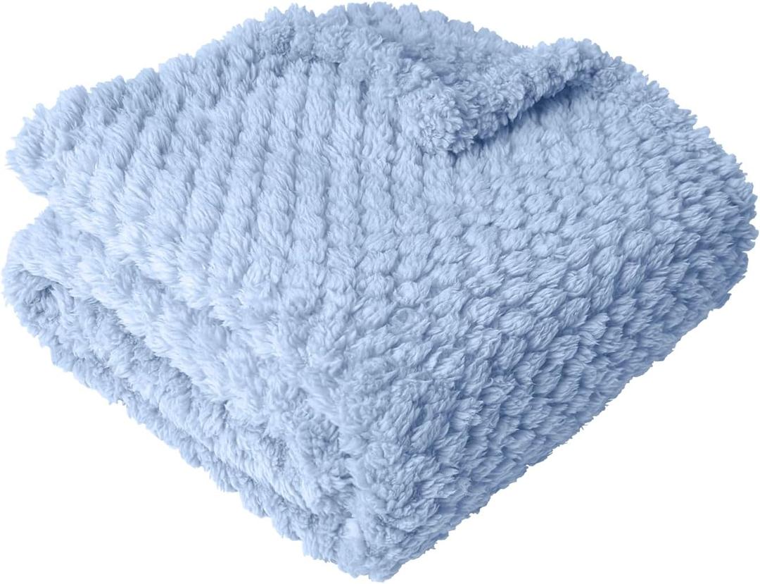 Ultra Soft Cozy Fleece Baby Blanket for Boys Girls Fluffy Breathable Receiving Blanket for Newborns, Perfect for Nursery, Stroller, Swaddling & Toddler Security (Light Blue, 30 X 40)