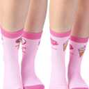 12 Pairs Valentines Day Socks Gifts for Women Her Wife Mom, Pink Heart Cute Print Crew Socks Birthday Gifts (One Size, Food Style)