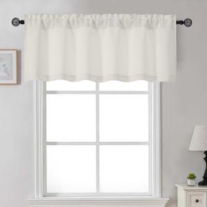 Gwine Natural Valance for Windows, Light Filtering Small Valance Kitchen Curtains for Living Room Bathroom Basement, Modern Farmhouse Rod Pocket Window Treatment, 60" Wx18 L, 1 Piece, Natural