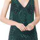 BABEYOND Women's 1920s Flapper Dress V Neck Slip Dress Roaring 20s Great Gatsby Dress for Party (3X-Large, Dark Green)