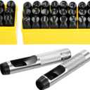 WorkBless 36PCS Metal Stamping Kit, 1/2"(12.5mm) Steel Number and Letter Punch Set, Include A-Z Alphabet, Number 0-8, & Symbol, Stamping Tool for Imprinting Plastic, Wood, Leather, Jewelry