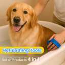 2 x 4 in 1 Dog Cat Pet Bath Brush Kits with Comb, Pets Hair Removal Clipper Massage Tool, Pets Bath Brush Shampoo Scrubber Kits, Grooming Massage for Long and Short Hair, Pet Bath Supplies.