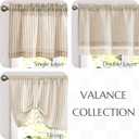 jinchan Linen Valance Curtain Striped Small Window Curtain Double Layer Light Filtering Modern Farmhouse Valance for Kitchen Living Room Bedroom 18 Inch Rod Pocket 1 Panel Taupe on Beige