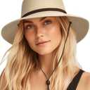 FURTALK Womens Wide Brim Sun Hat with Wind Lanyard UPF Summer Straw Sun Hats for Women (Medium-Large, Ad-beige)