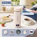 Travel Electric Kettle Portable Mini Kettle,Small Hot Water Boiler with 4 Temperature Settings,304 Stainless Steel,Fast Boiling Water with Auto Shut-Off and Boil Dry Protection,400ml (Beige, 400ML)