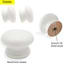 Wooden Cabinet Knobs 20Pcs, White Dresser Wood Knobs Mushroom Vintage Wooden Dresser Drawer Knob Pulls Handles with Screws (Dia.:1.3", Height:1")
