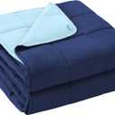 yescool Weighted Blanket for Adults (20 lbs, 60" x 80",Navy & Blue) Cooling Heavy Blanket for Sleeping Perfect for 190-210 lbs, Queen Size Breathable Blanket with Premium Glass Bead, Machine Washable