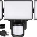 Olafus 75W Motion Sensor Outdoor Light Plug in, Motion Flood Light Dusk to Dawn, 7500LM LED Security Light IP65 Waterproof, Motion Activated 6500K PIR Sensor Lighting for Garage Yard Patio Eave, Black