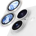 Camera Lens Protector for iPhone 17/16/16 Plus, Aluminum Alloy Sapphire Glass Camera Screen Cover, Case Friendly- White