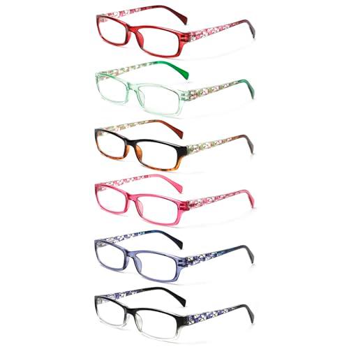 Kerecsen Computer Reading Glasses for Women Blue Light Blocking Glasses for Reading Fashion Pattern Print Eyeglasses for Womens(Mix Color -7, 0.50)
