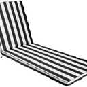 Iheqard Chaise Lounge Cushions Outdoor, 71"x22"x3" Patio Lounge Chair Furniture Cushions with Washable Covers for Pool, Patio, Lawn (Black+White Stripes, 1 Pcs)