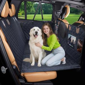 Paw Jamboree Dog Car Seat Cover for Back Seat Extender Pet Cover for Dogs Hammock for Hard Bottom Car Backseat Cover for Dogs in Car (Black)