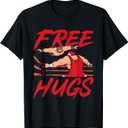 Wrestling Wrestler - Free Hugs T-Shirt (Small, Black)