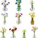 Mini Vase Magnets for Fridge, 10pack Cute Tiny Magnetic Glass Vases Refrigerator Accessories, Real Flowers Pot Magnet, Funny Aesthetic Plant Pot Locker Office Kitchen Decoration, Small Magnet Bud