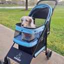 ROODO 4 Wheel Dog Cat Pet Stroller Best Lightweight Foldable Compact Portable Jogger All Terrain Travel Pet Gear Puppy Doggie Bunny Kitty Stroller for up to 30lbs Medium Small Dogs Cats(Sky Blue)