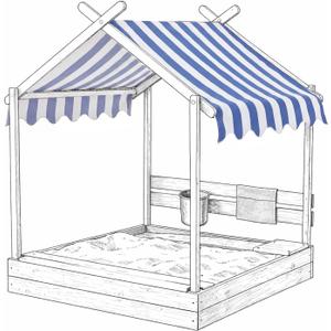 SATINIOR 47 x 40 Sandbox Replacement Canopy Blue and White Top Cover for Sandbox with Canopy UV Resistant Waterproof Oxford Fabric Roof Cover for Outdoor Shade Shelter