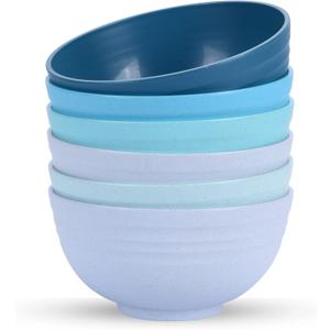 Homestockplus Set of 6 Unbreakable Soup Bowls, 34 Ounces Big Bowls Microwave and Dishwasher Safe BPA-Free Bowl for Cereal, Salad, Soup, Ramen, Oatmeal Apply to Kitchen, Dishwasher & Microwave Safe (Gradient Blue)