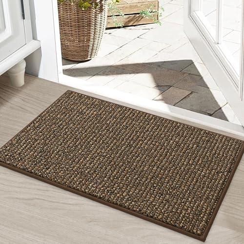 BEQHAUSE Dirt Trapper Door Mat 20" x 32", Non-Slip Washable Doormats Entrance Mat, Dirt Resistant and Absorbent Welcome Mat, Low Profile Floor Mats for Front Back Door and Entryway, Brown
