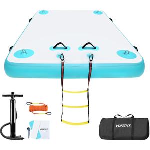 VOFiTNY Inflatable Floating Dock, Swim Platform Floating Dock for Lakes, Lake Floats for Adults, Island Raft Mat for Lake Beach Ocean, Non-Slip Surface (5ft x 6ft x 6", Cyan)