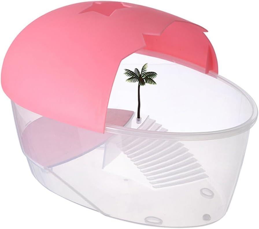 DOITOOL Small Turtle Tank with Basking Platform 9.84X6.69X6.10 Inches Portable Turtle Breeding Box for Aquatic Turtles and Small Reptiles Plastic Case for Water Habitat