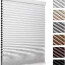MYshade Cordless Blackout Cellular Shades, 1.5" Honeycomb Window Blinds for Bedroom & Nursery, Thermal Insulated, Noise Reducing, Privacy Shades, Inside or Outside Mount (35" W x 64" H, White)