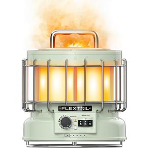 FLEXTAILGEAR Rechargeable 3-in-1 Vintage Flame Light, Camping Lantern with 9600mAh Battery, Portable led lamp with Humidification Mode, Three-Level lamp for Patio, Hiking, Bedroom, Garden Decor Green