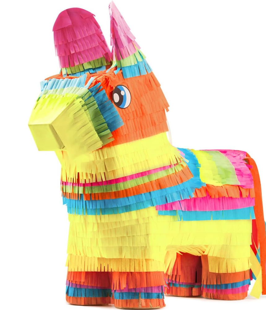 Cinco De Mayo Donkey Pinata for Kids Birthday Party, (13 x 20 x 5 in.) for Fun Fiesta Taco Party Supplies, Luau Event Photo Props, Mexican Theme Decoration, Carnivals Festivals, Taco Tuesday Event