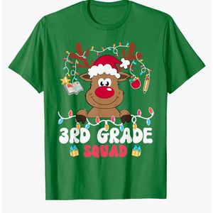3rd Grade Squad Reindeer Christmas Third Grade Teacher Xmas T-Shirt Size XS