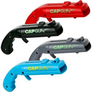 Cap Gun Bottle Opener,Funny Shooting Gun Creative Opener for Family Gatherings Party Games Bar Outdoor BBQ,Cool Gifts for Father's Day Birthday Christmas (4, Red-Black-Blue-Gray)