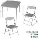 Heritage Kids Grey Kids Activity Table and Chair Set,3-Piece Furniture Set with 1 Square Table & 2 Folding Chairs, Playroom Table Set for Ages 3+, 24"L x 24"W x 18.5"H