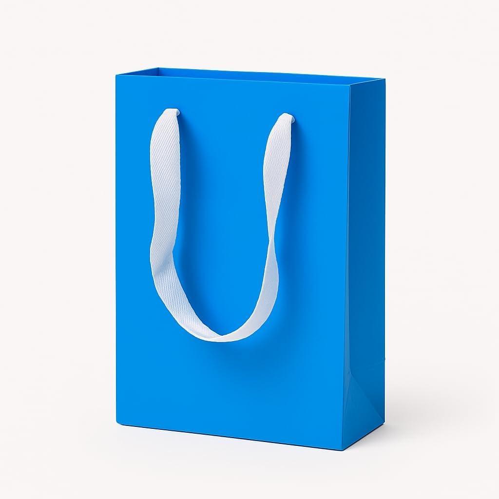 Aosric 30 Pack 6x3x8 Blue Gift Bags  Small Sturdy & Reusable Premium Gift Bags for Jewelry, Perfume, Skincare, Cosmetics, Boutique Gift, Party Favors, Weddings, Birthdays, Christmas and Holidays