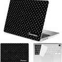 Seorsok Compatible with New MacBook Air 13.6 inch Case M4 M3 M2 2025 2024-2022 Release A3240 A2681 A3113 Touch ID,Premium Cream Textured Black Polka Dot Plastic Hard Shell Case&Keyboard Cover,Black