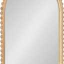 Kate and Laurel Beadbrook Modern Beaded Arched Mirror; 20 x 30; Natural Wood; Transitional Arch Wall Mirror for Use as Bathroom Mirror or Entryway Mirror Decor