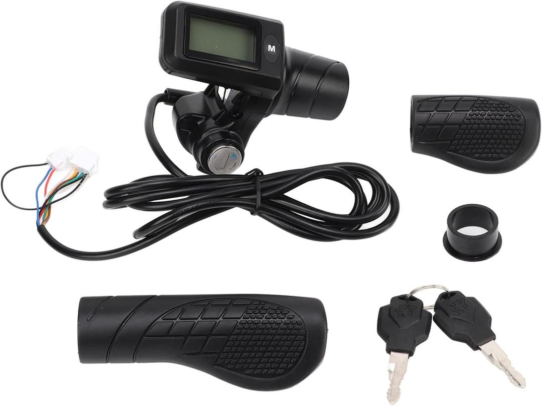 805 LCD Display Panel Throttle Grip Set Electric Scooter, Half Throttle Grip with LCD Panel for 22.5mm Handlebars
