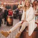 Haifago Platform Mini Snow Boots for Women, Suede Genuine Leather Winter Ankle Booties with Zip up, Womens Classic Fur Lined Short Boot Anti-Slip (Brown)