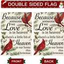 Artscope Winter Cardinal Red Birds Christmas Garden Flag 12x18 Inch Double Sided, Because Someone We Love Seasonal Outdoor Xmas Flag for Yard Farmhouse Holiday Decoration (Beige)