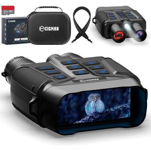 CIGMAN 4K Night Vision Binoculars, 3.99" Large HD Display, 58MP Night Photos, 5000mAh Battery, IP65 Waterproof, 5X Zoom, 32GB Card Included