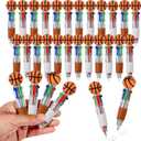 Basketball Party Favors Basketball Pens Mini Multicolor Pen in One Cute Fun 4-in-1 Pens Bulk Cool Ballpoint Pen for Birthday Gifts Teacher Supplies (Basketball, 24)