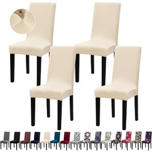 Chair Covers, Stretch Kitchen Dining Room Chair Covers Set of 4, Removable Washable Dining Chair Slipcovers for Home, Hotel, Banquet (.Beige)