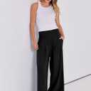 ANRABESS Women Linen Palazzo Pants Summer Boho Wide Leg High Waist Casual Lounge Pant 2026 Beach Travel Vacation Outfits (Small, Black)