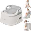 UNCLE WU 3-in-1 Potty Trainning Toilet Seat with Step Stool -Non Slip Toddler Toilet Trainer for Bathroom & Kitchen - Boys/Girls Use 18M+ (Include 10 Liners)