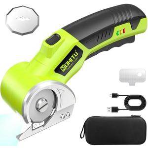 Cordless Electric Scissors: 4V Rechargeable Rotary Cardboard Cutter, 3000mAh Battery, with LED Light, 2 Blades, Box Cutter for Fabric Carpet Carton Plastic Leather Cloth